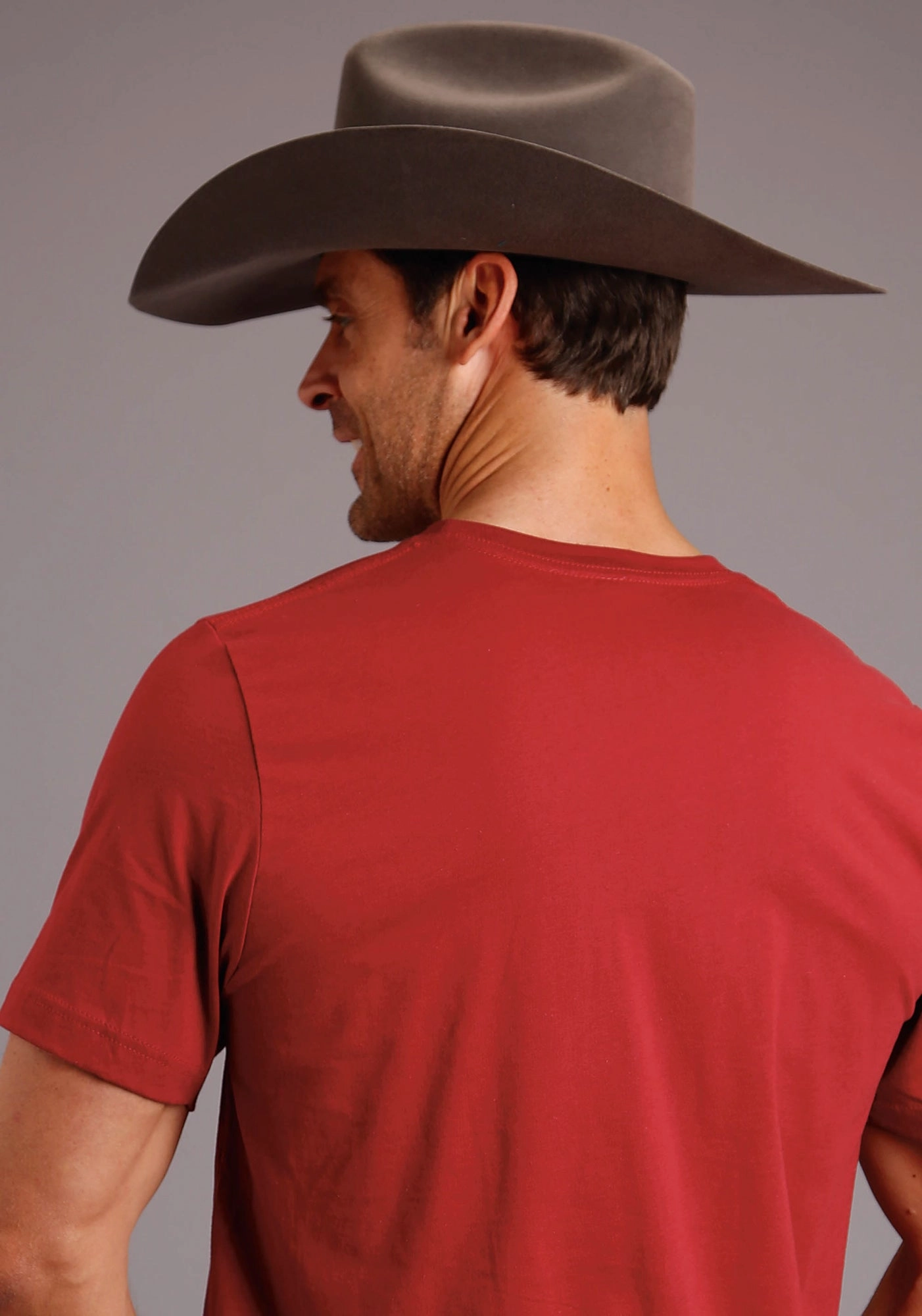 Adjustable Hem Stetson Mens Red 100% Cotton Xl Logo S/S T-Shirt