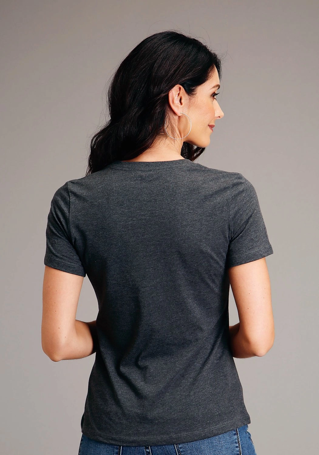 Stetson Womens Dark Grey Cotton Blend Sunset USA S/S T-Shirt Outdoor Adventure Interview Ready