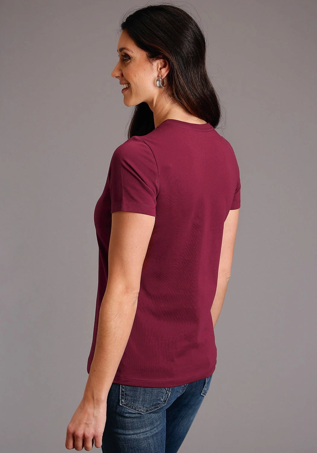 Stetson Womens Maroon 100% Cotton Cowboy Lasso S/S T-Shirt Sophisticated Style Handcrafted Detail