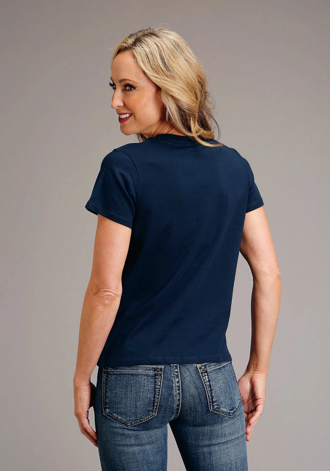 Stetson Womens Navy 100% Cotton Cactus Desert Scene S/S T-Shirt Lakeside Relaxation tall size