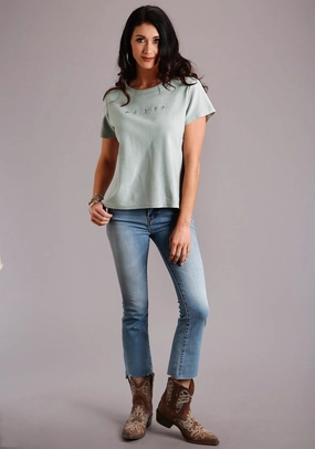 Stetson Womens Seafoam 100% Cotton Slightly Fitted S/S T-Shirt Lounge Wear