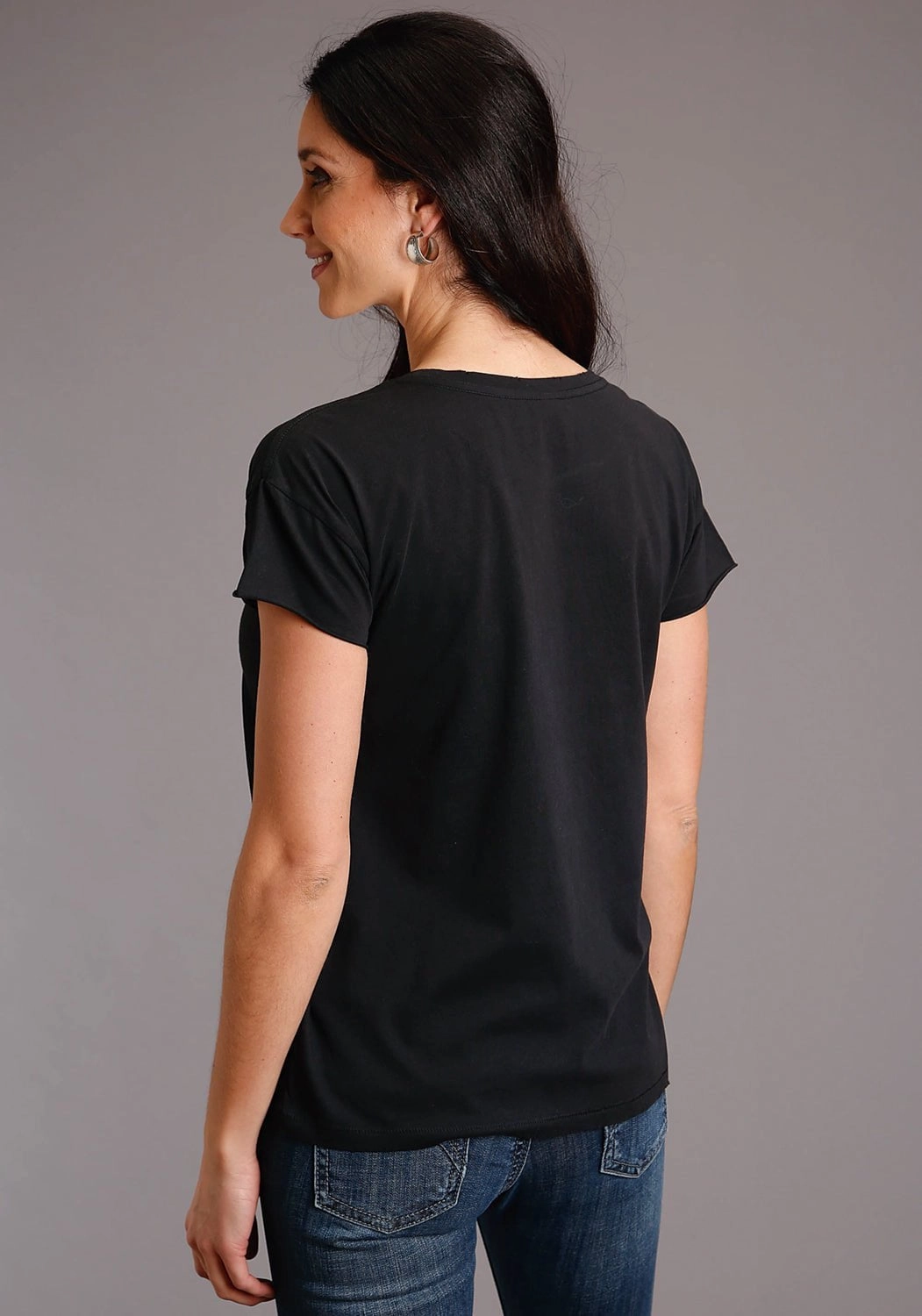 Stetson Womens Smoke Grey 100% Cotton Serape S/S Skull T-Shirt Fashion Forward Design handmade touch