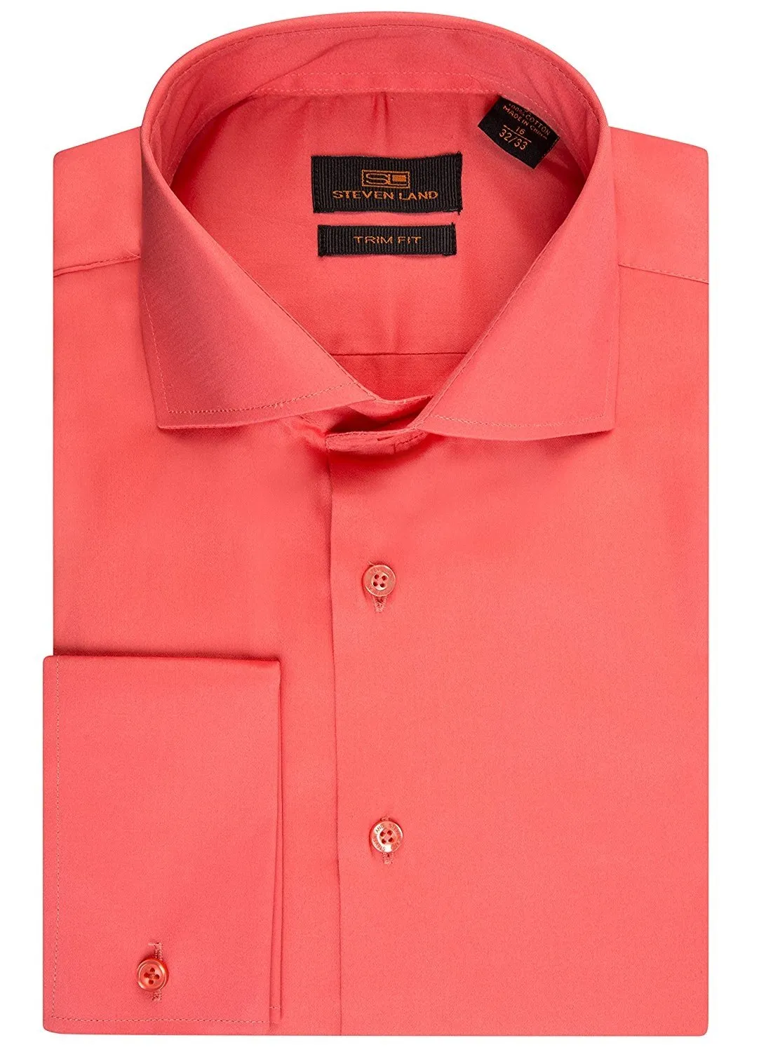 Steven Land Men's Trim Fit French Cuff 100% Cotton Solid Sateen Dress Shirt - CLEARANCE - FINAL SALE
