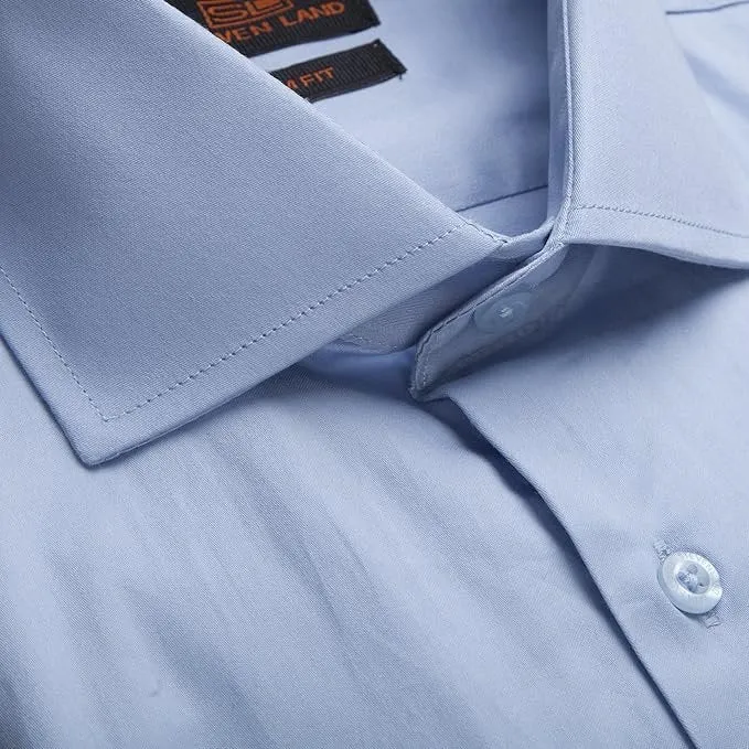 Steven Land Men's Trim Fit French Cuff 100% Cotton Solid Sateen Dress Shirt - CLEARANCE - FINAL SALE