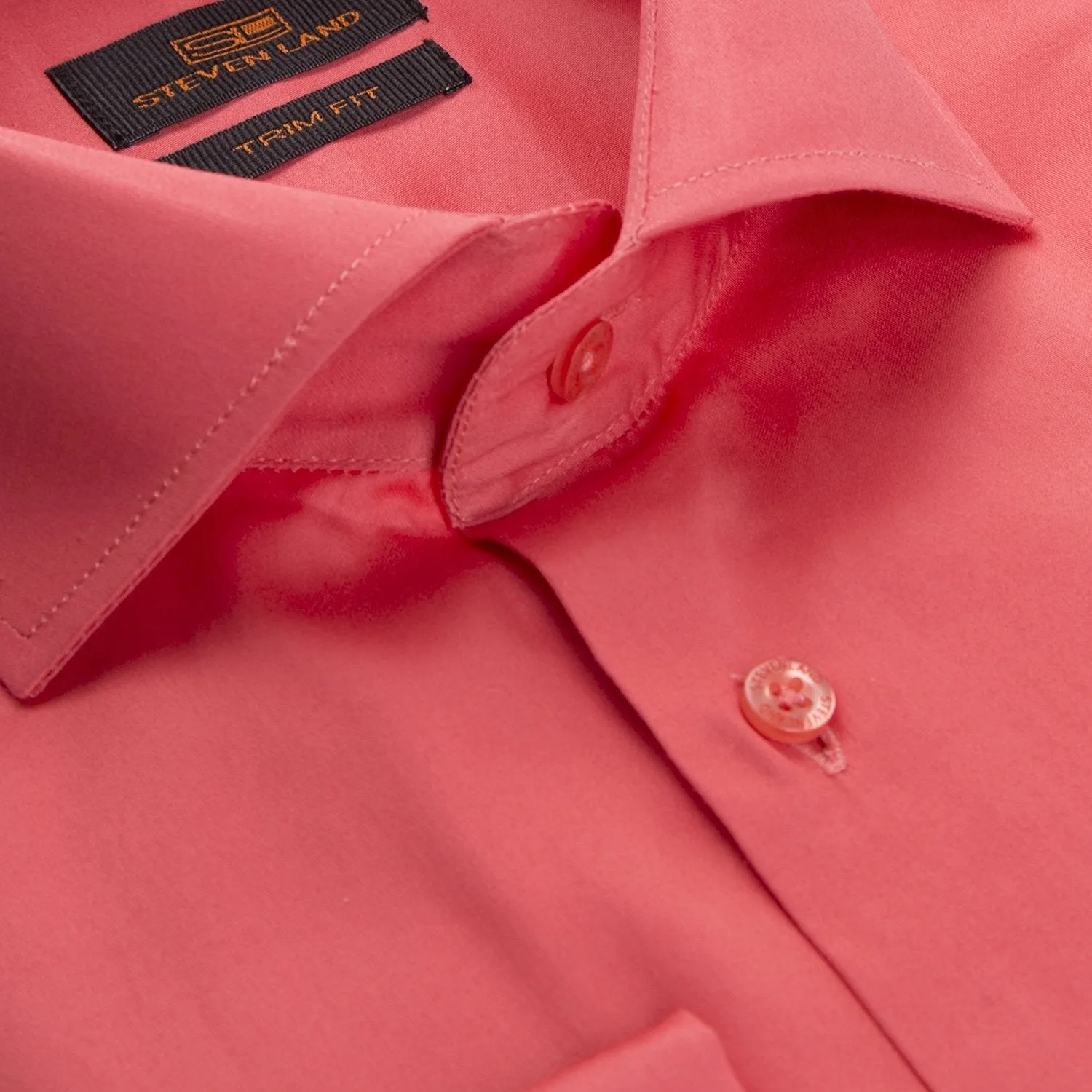 Steven Land Men's Trim Fit French Cuff 100% Cotton Solid Sateen Dress Shirt - CLEARANCE - FINAL SALE