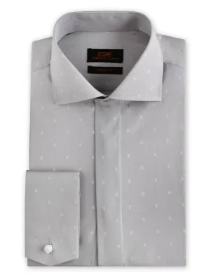 Steven Land | Trim Fit | Wide Spread Collar | French Novelty Cuff | Silver