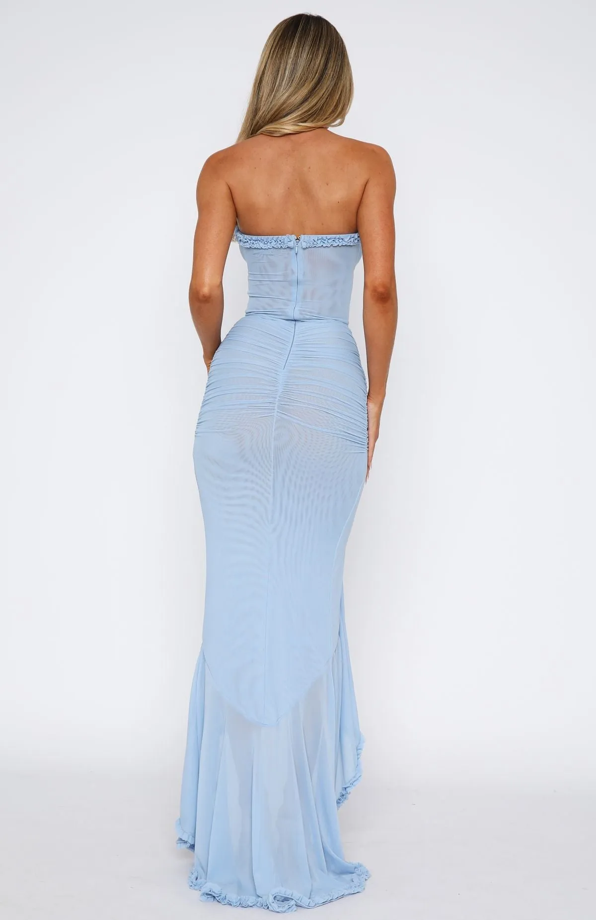 Still Got It Mesh Maxi Dress Sky Blue Seamless Design SweatAbsorbent