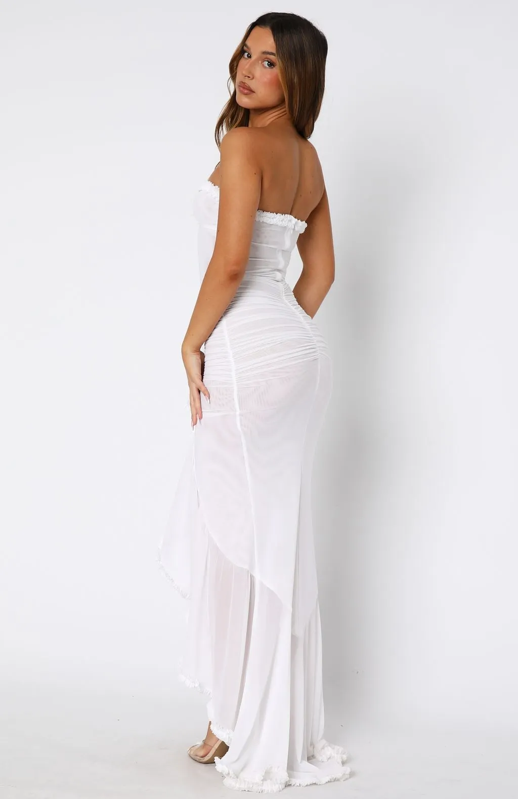 Midweight Texture HighDensity Knit Still Got It Mesh Maxi Dress White