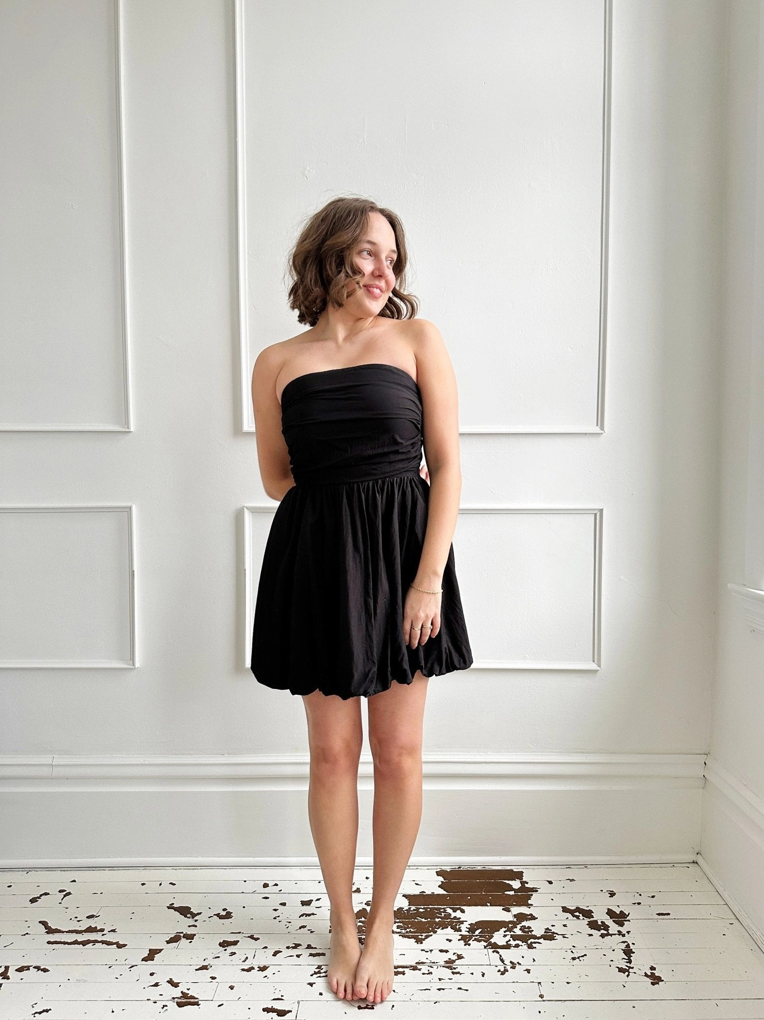 Strapless Mini Dress w/Bubble Hem - FINAL SALE Versatile Look Fit For All