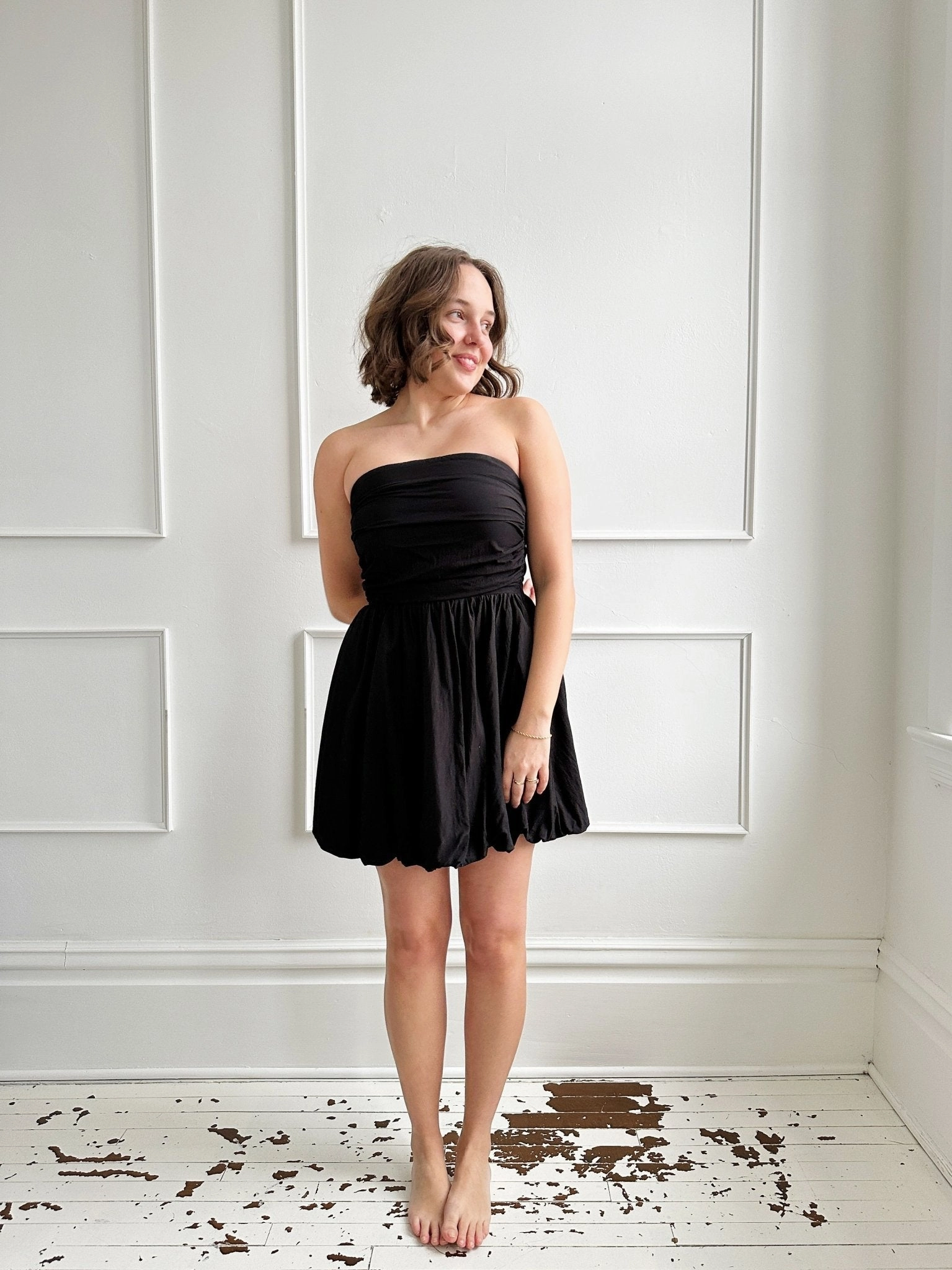 Strapless Mini Dress w/Bubble Hem - FINAL SALE Seasonal Comfort Flowy Cut