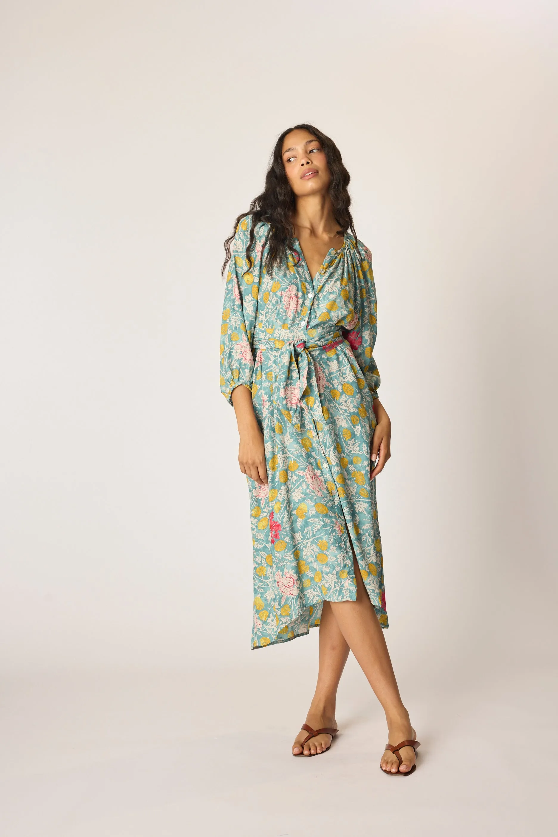 ALEX MIDI WITH SASH Relaxed Waist Fit Light and breezy summer dress