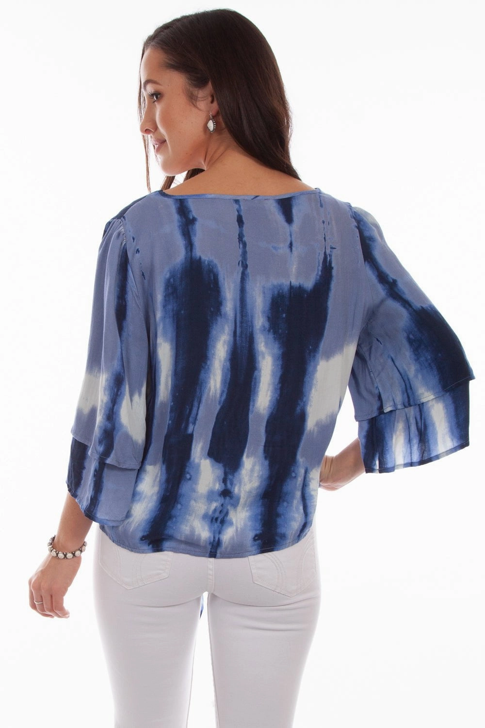 Smooth zipper closure Cruise Collection Scully Womens Blue Rayon Tie Dye S/S Tunic