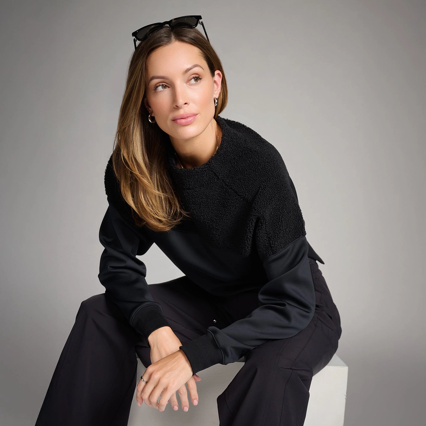 City Style Women's Black Shadow Sweater