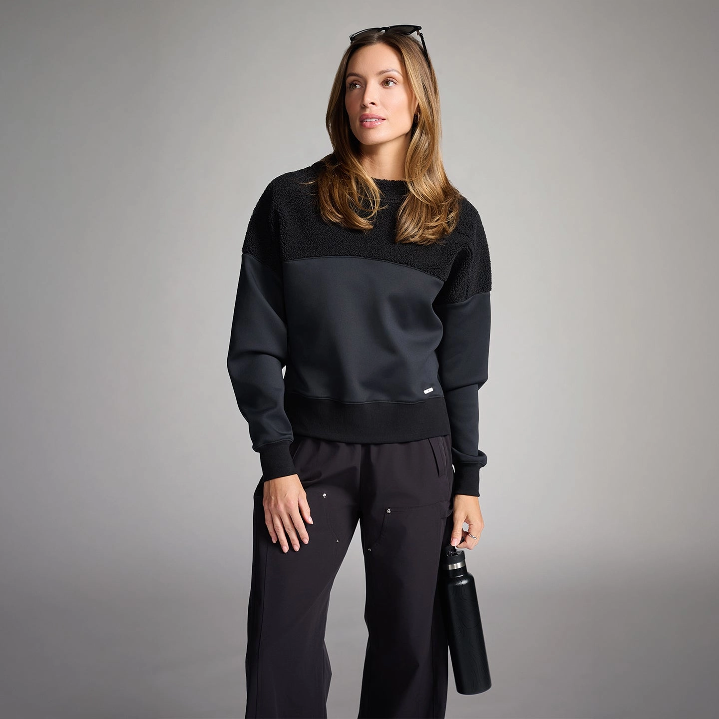 Down Stuffed Softshell Material Women's Black Shadow Sweater