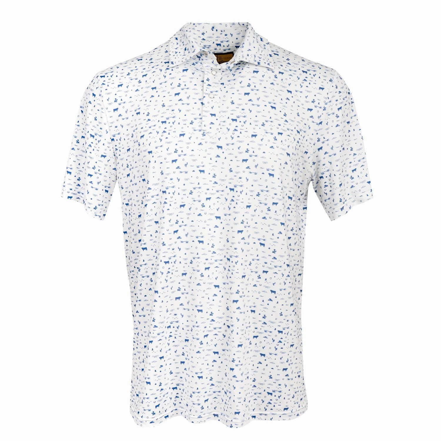 Date night Trendy Daywear STS Ranchwear Mens Fairway Blaze White/Navy Poly/Spandex S/S Polo Shirt