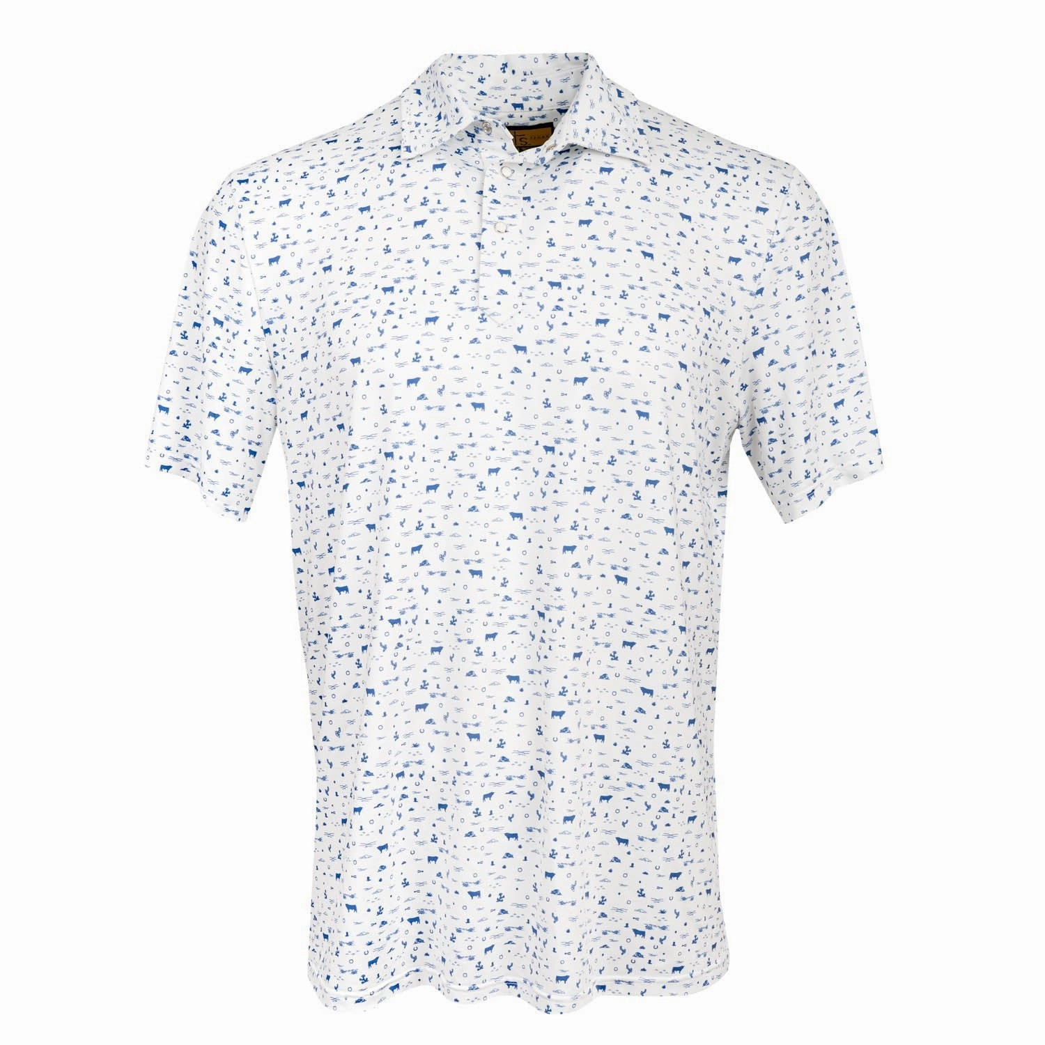 STS Ranchwear Mens Fairway Blaze White/Navy Poly/Spandex S/S Polo Shirt Short Sleeve Timeless Comfort