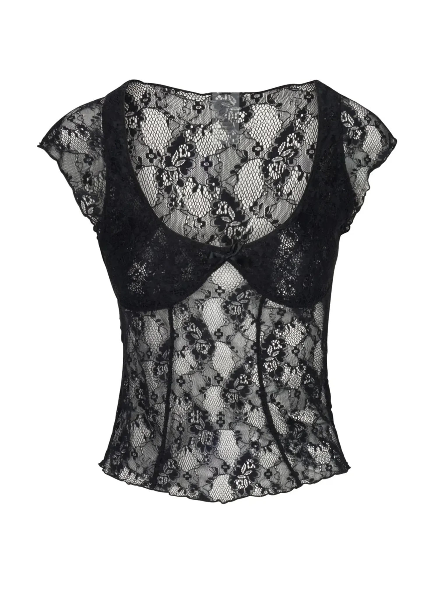 AthleisureReady CrossBackDesign Ch??rie Babydoll Top ?? Black Lace