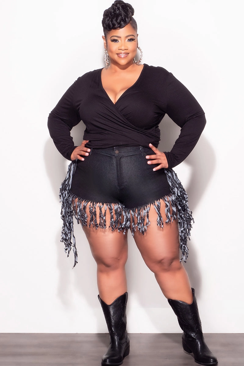 Final Sale Plus Size Plus Size Tie Top in Black NonSlipGrip