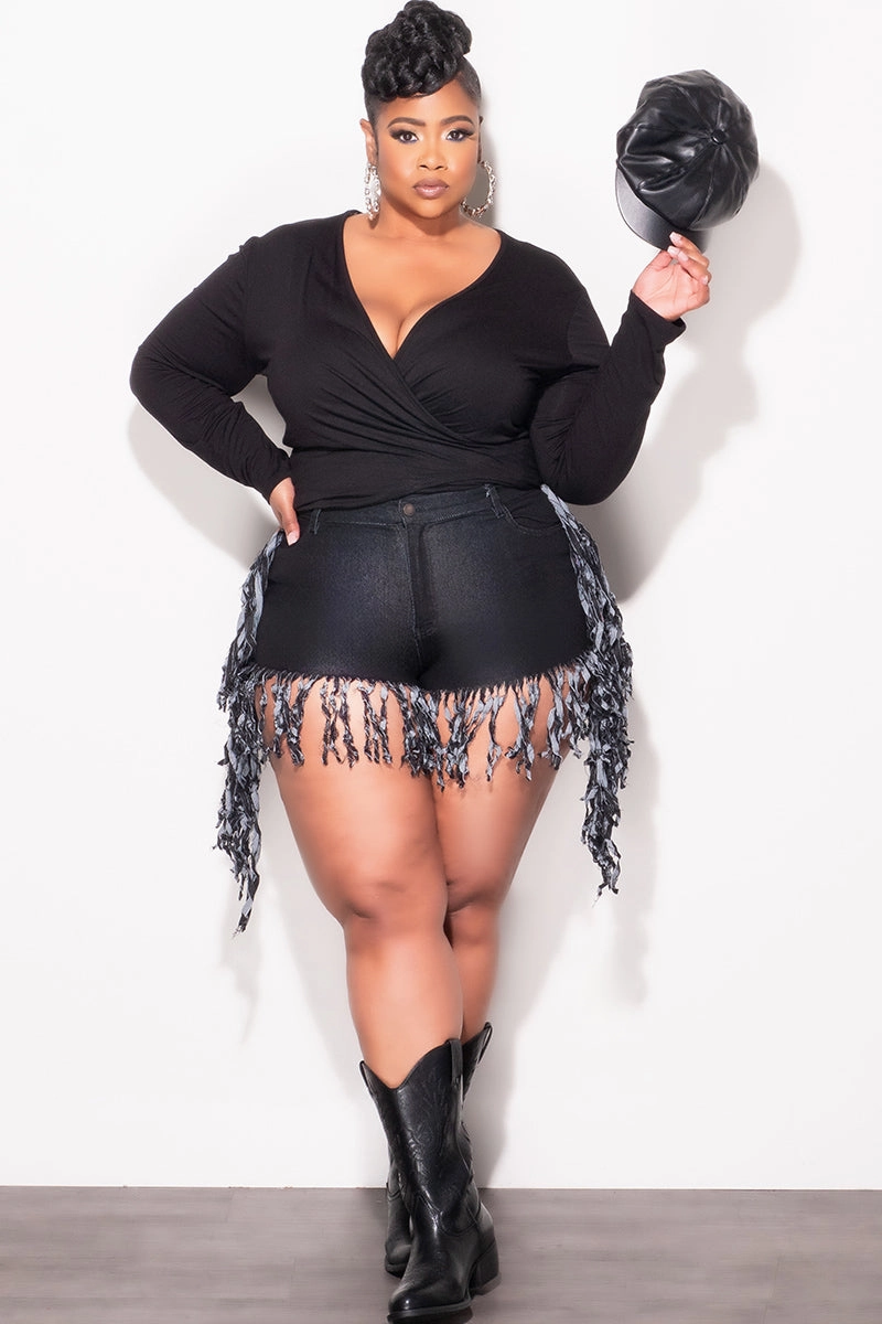 Breathable Wearable Final Sale Plus Size Plus Size Tie Top in Black