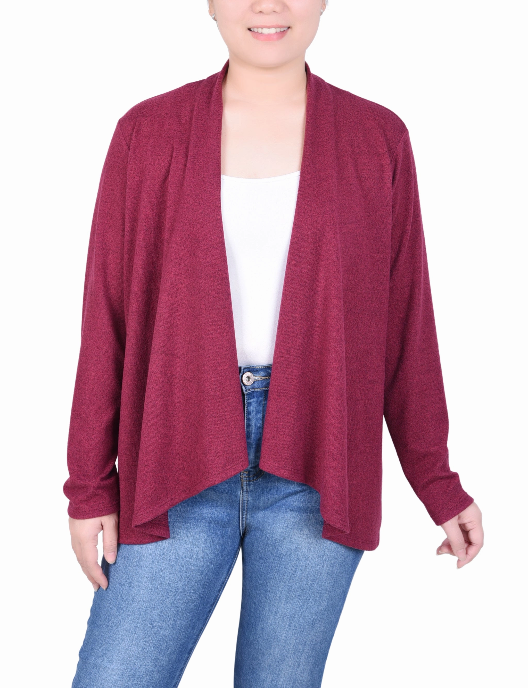 Breathable Mesh Back EcoCertified Petite Long Sleeve Swing Cardigan