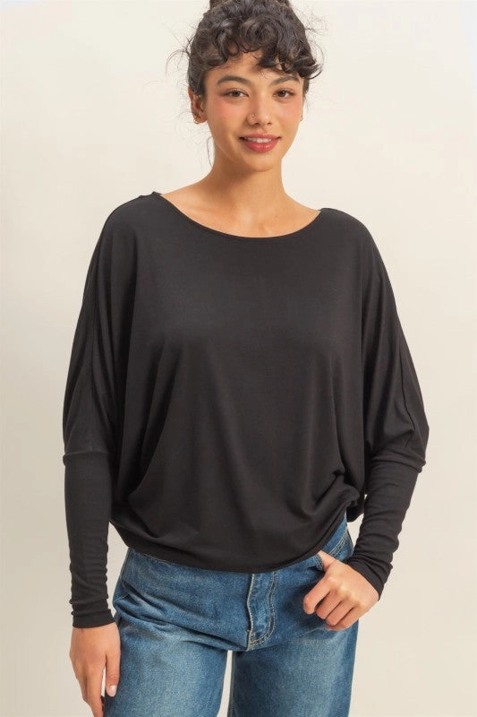 Anna Dolman Long Sleeve Top Easy Care Material