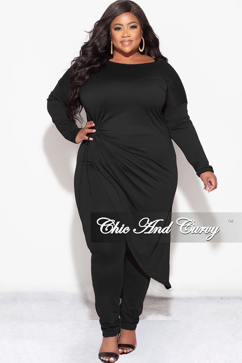 Chill Wear Final Sale Plus Size 2pc High-Low Top and Pants in Black