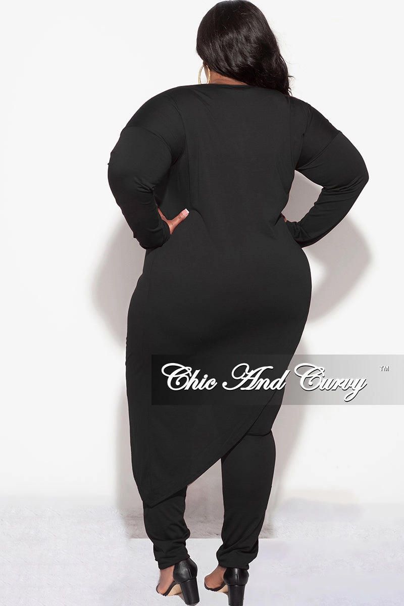 Final Sale Plus Size 2pc High-Low Top and Pants in Black Urban Ready Odor Resistant