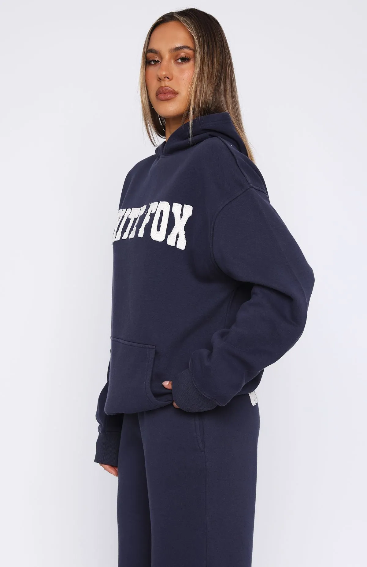 Eco Certified Fibers Shout It Out Oversized Hoodie Navy
