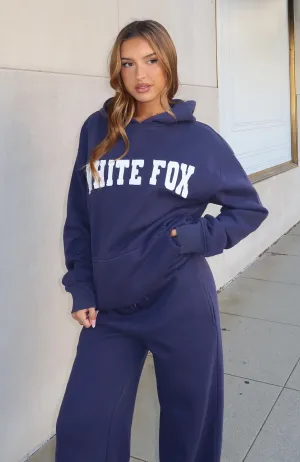 Shout It Out Oversized Hoodie Navy Lightweight Weave
