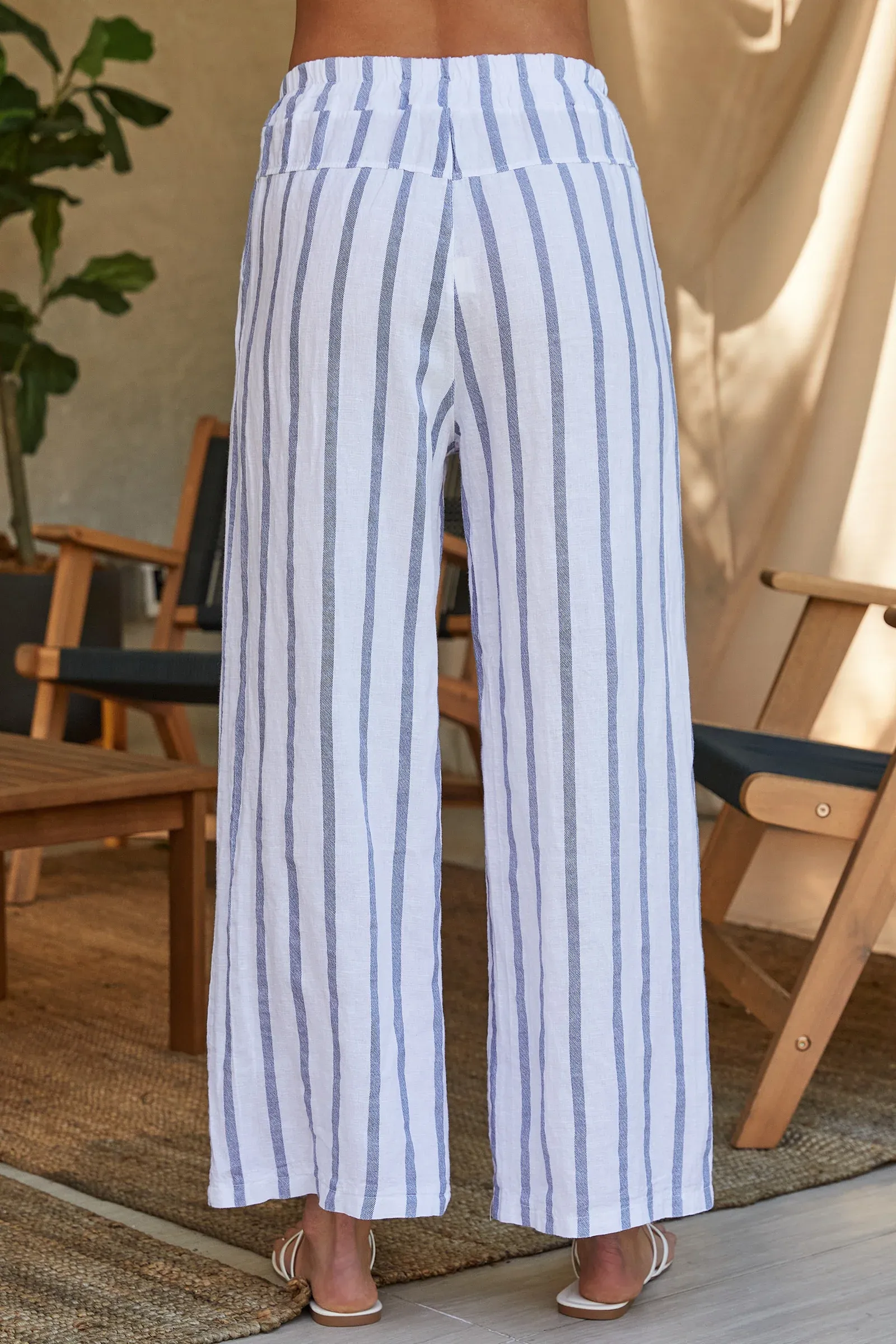 Stripe Wide Leg Linen Pants RecycledMaterial
