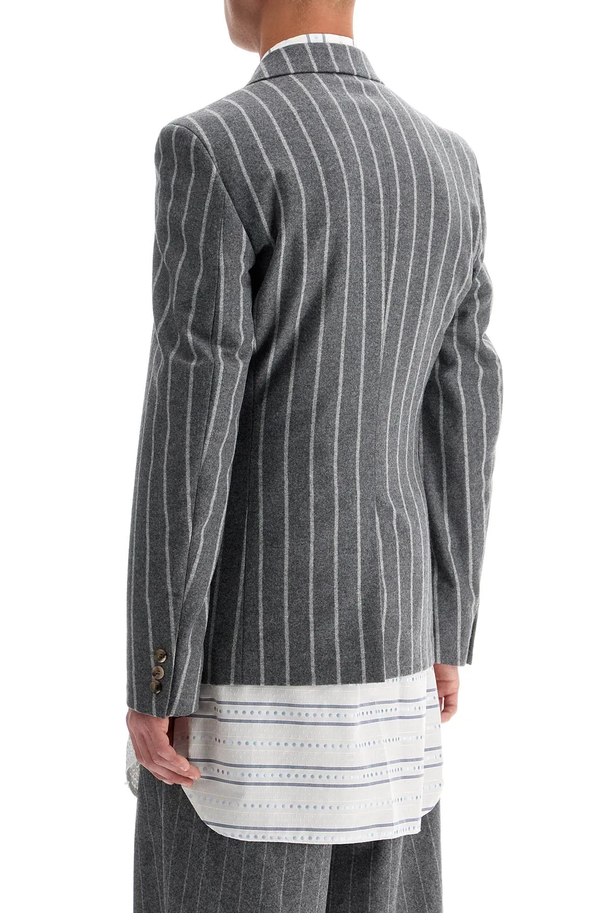 striped wool jacket PN J050 GRAY/OFF WHITE