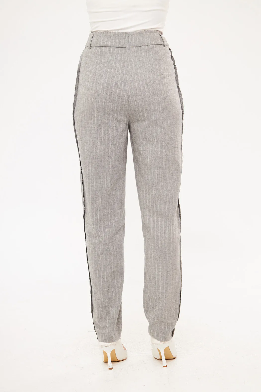 Stripped Two-Toned Slim Fit Trousers