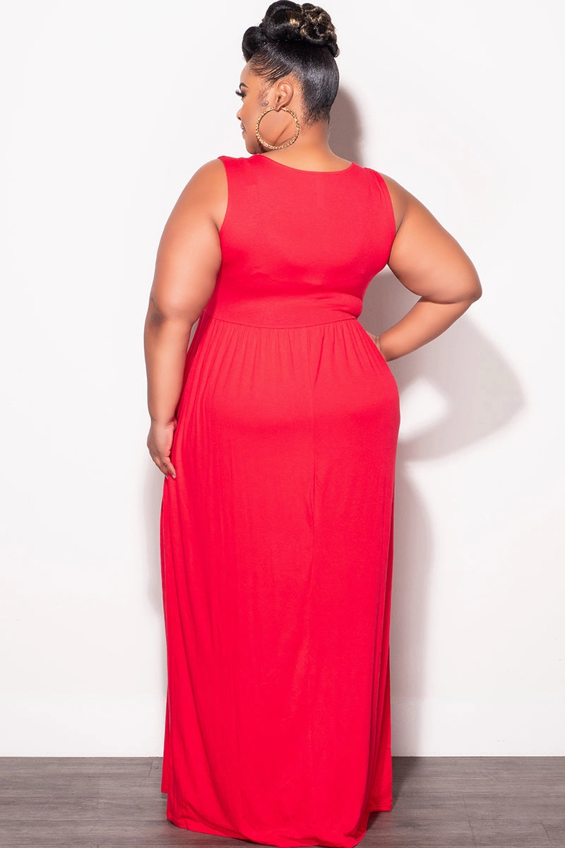 All-day Flex Final Sale Plus Size Sleeveless Maxi Dress in Red