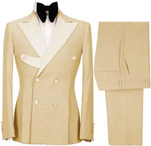 Stylish 2 Piece Double Breasted Suit Men Slim Fit Suits for Wedding Point Lapel Formal Business Groom Tuxedo