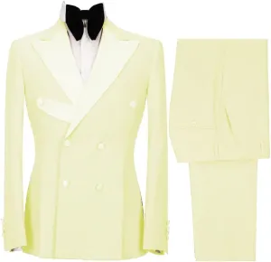 Stylish 2 Piece Double Breasted Suit Men Slim Fit Suits for Wedding Point Lapel Formal Business Groom Tuxedo