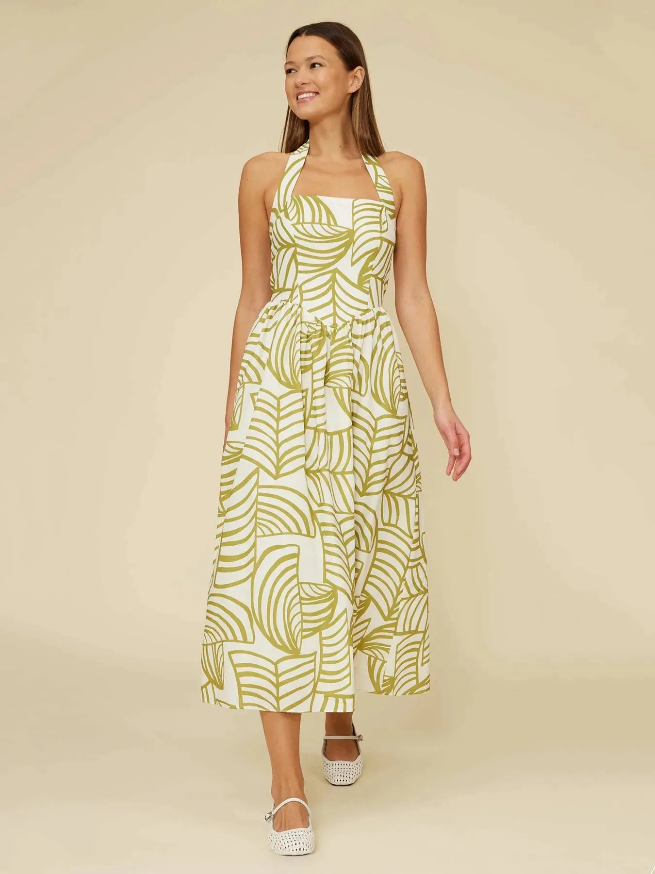 Kacey Halter Dress Side-Slit Pose Glow