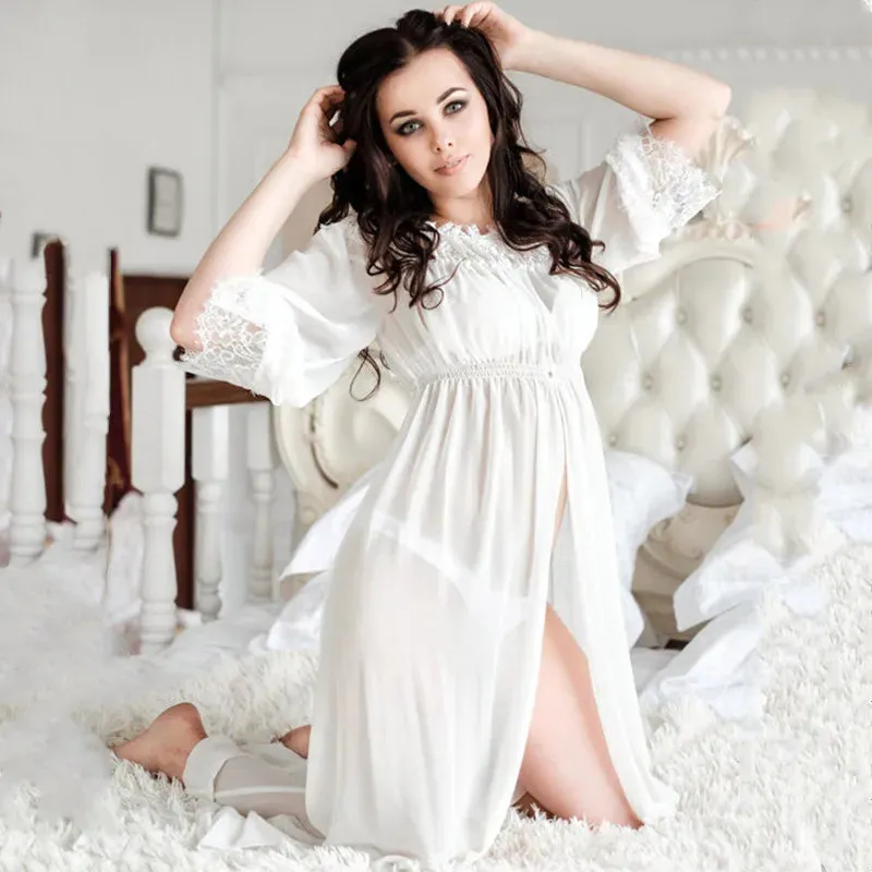 Stylish Off-Shoulder Maternity Dress with Lace Details