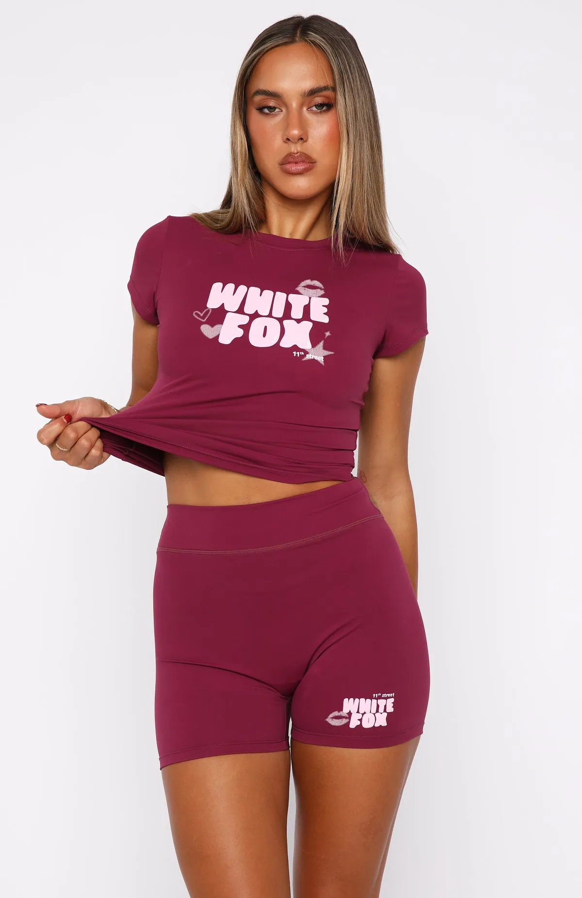 11th Street Sweet Kisses Bike Shorts Very Berry Double Layered Hem