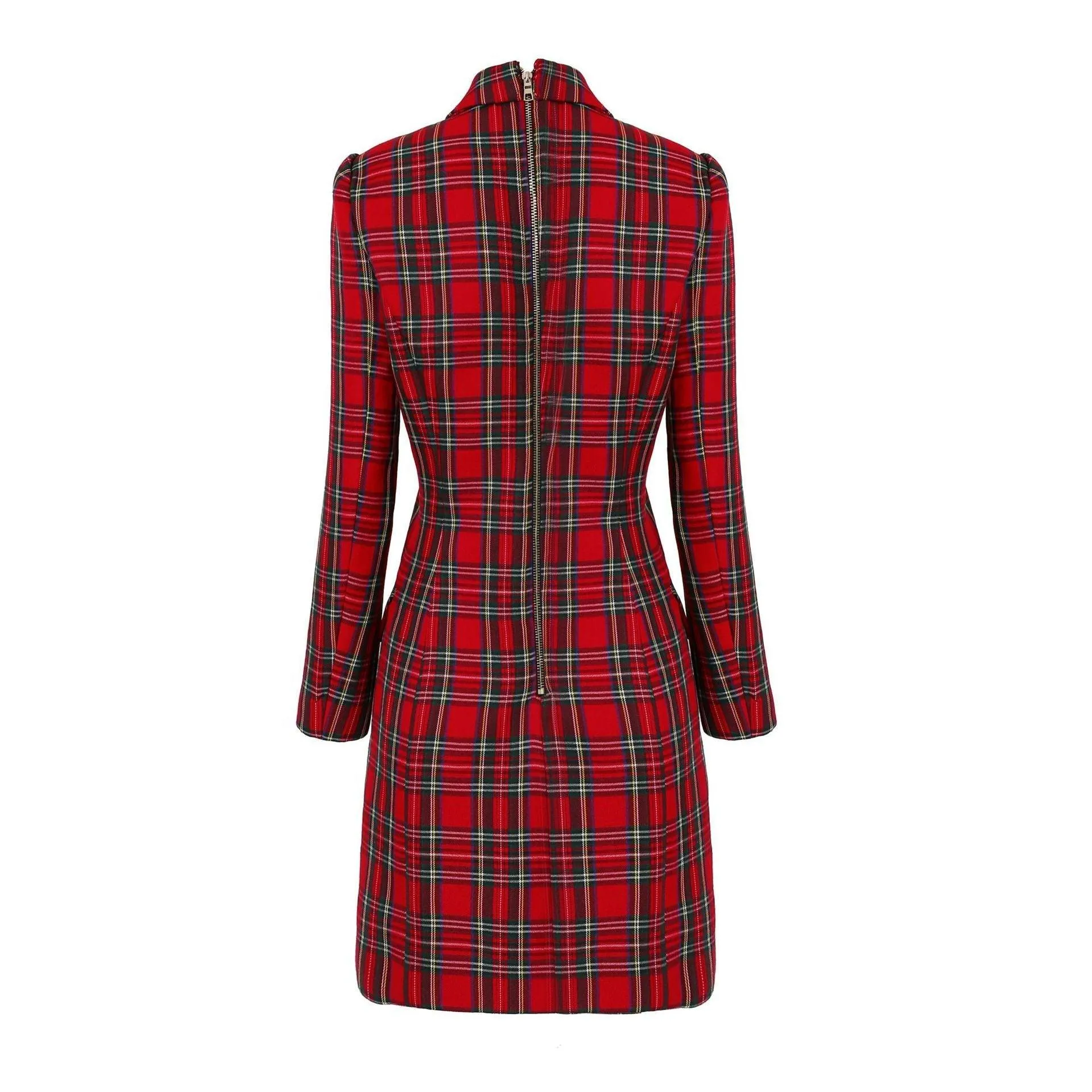Stylish Plaid Women Blazer Dress