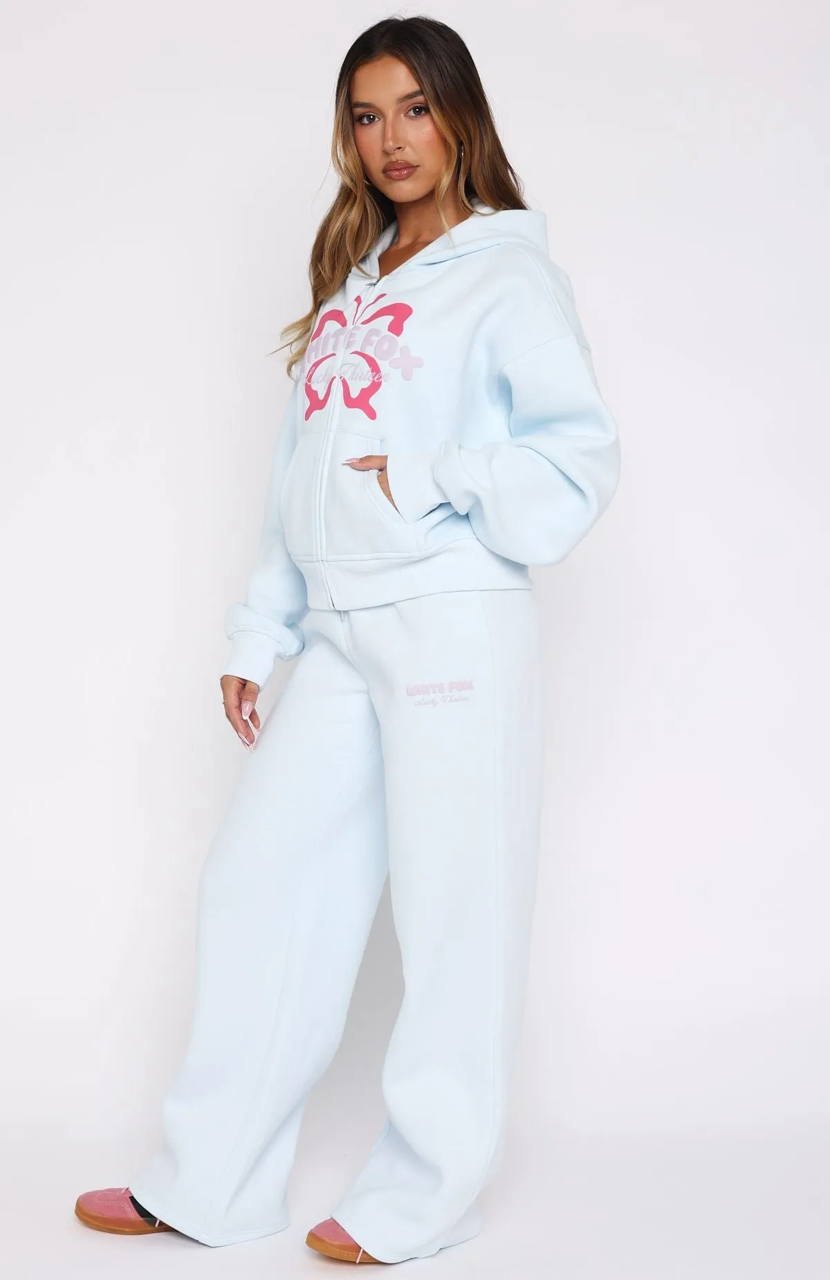 Lucky Thirteen Audrina Wide Leg Sweatpants Blue Layered Edging