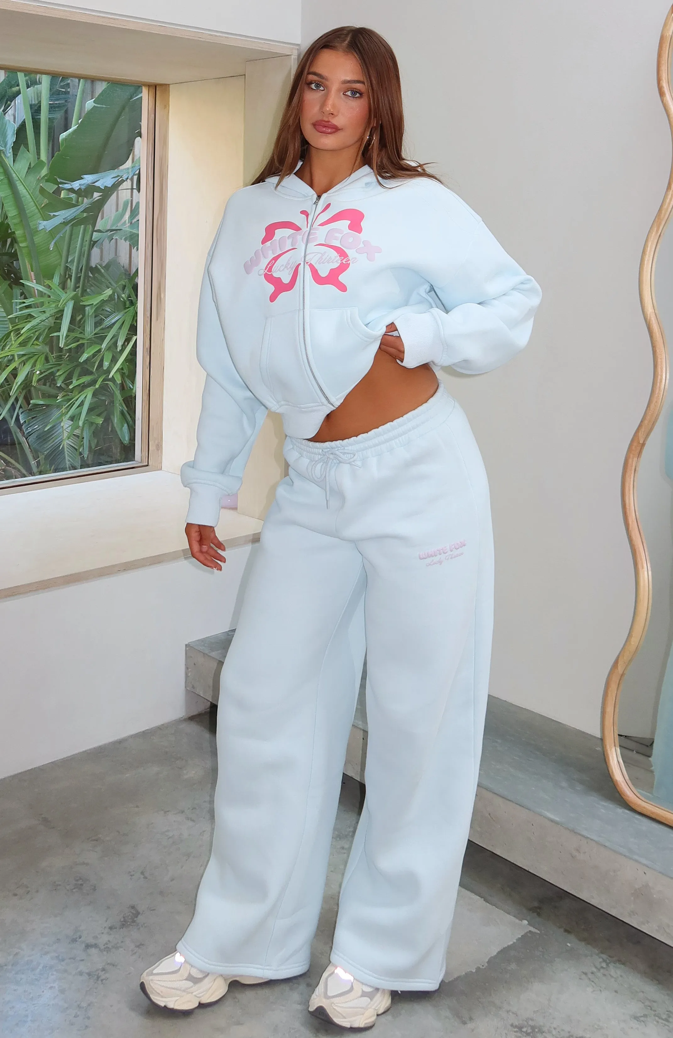 Stretchable Waistband Lucky Thirteen Audrina Wide Leg Sweatpants Blue