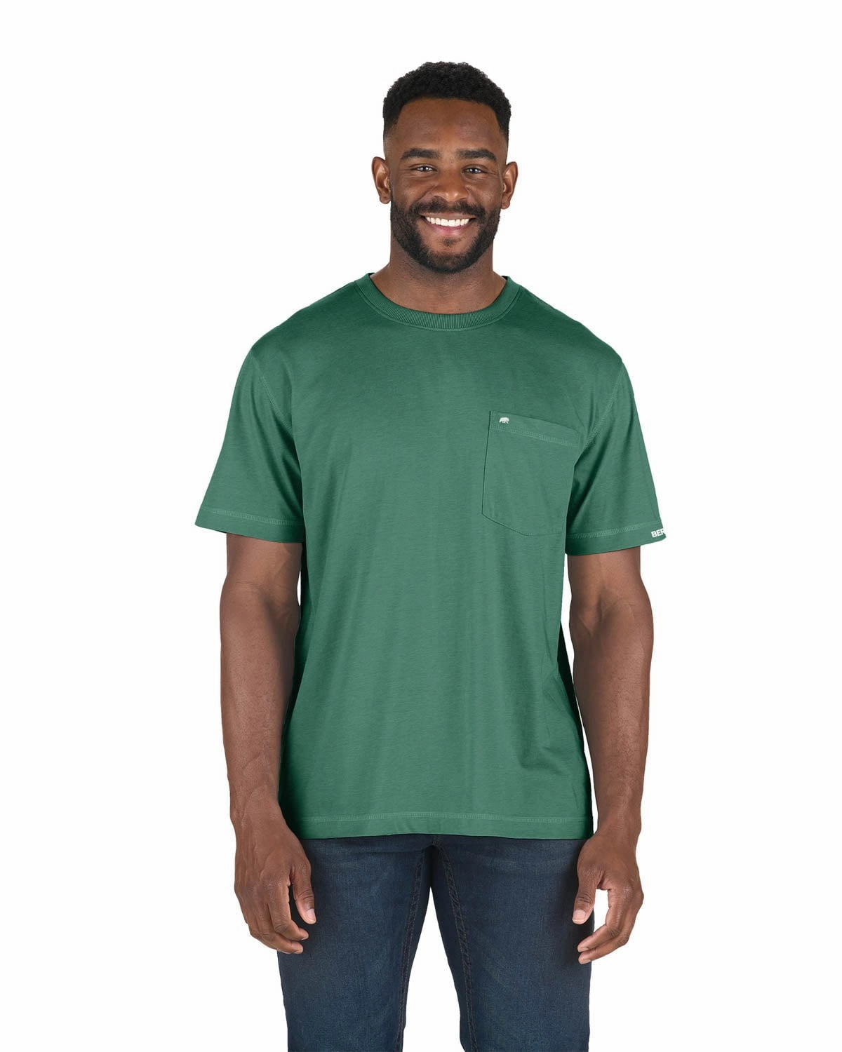 Clean Edge Trim Minimalist Look Berne Mens Pine Cotton Blend Light Performance Tee S/S