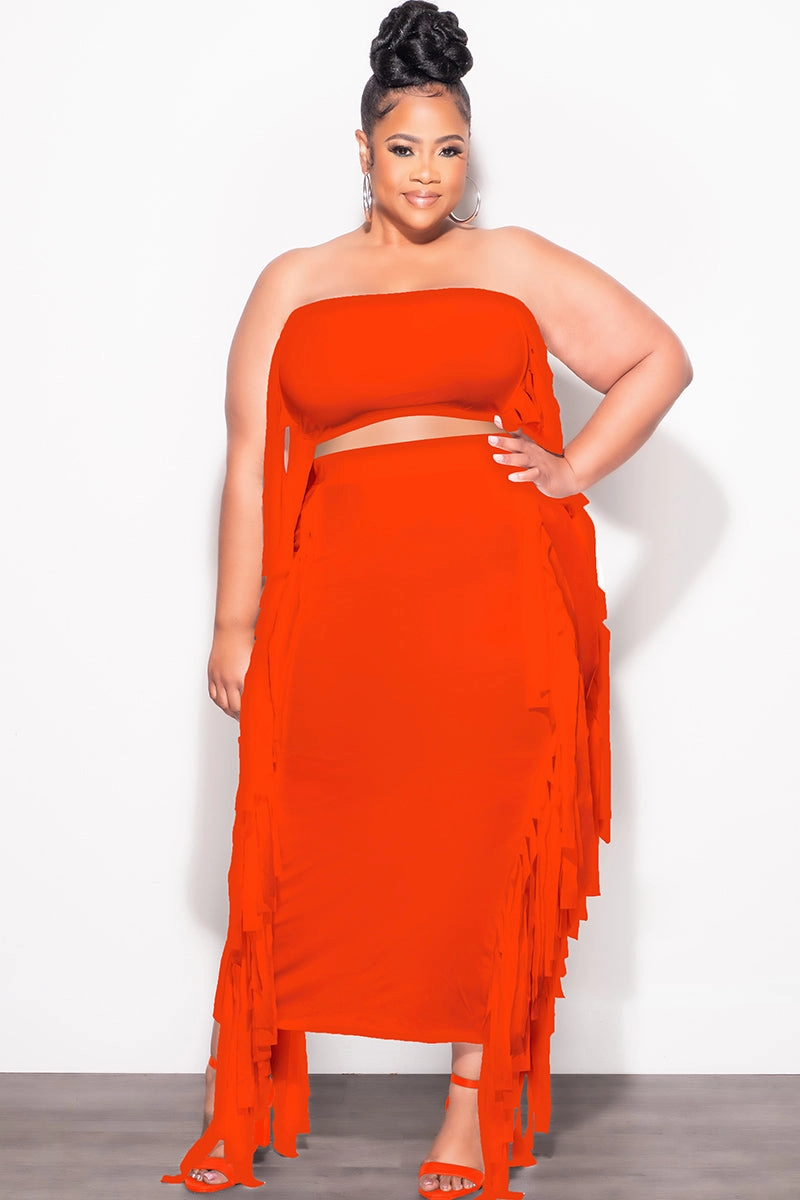 Long Wear Core Cut Final Sale Plus Size Strapless 2pc Set in Orange