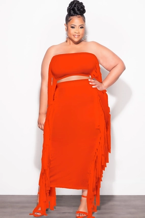 Athletic Comfort Final Sale Plus Size Strapless 2pc Set in Orange