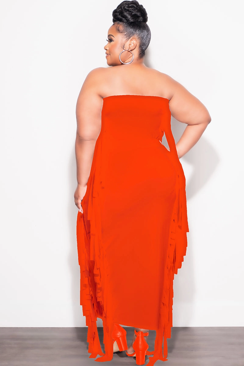 Final Sale Plus Size Strapless 2pc Set in Orange Urban appeal