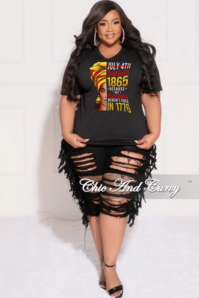 Final Sale Plus Size "Juneteenth African American" T-Shirt in Black Eco Dye Process Durable Wear
