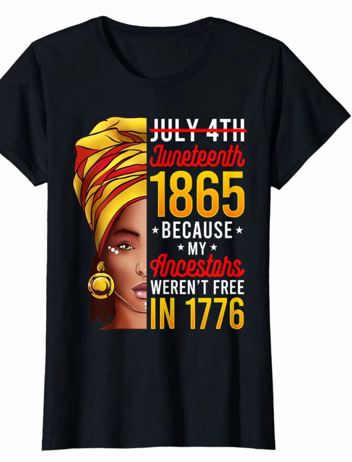 Final Sale Plus Size "Juneteenth African American" T-Shirt in Black High-rise waist Casual Performance