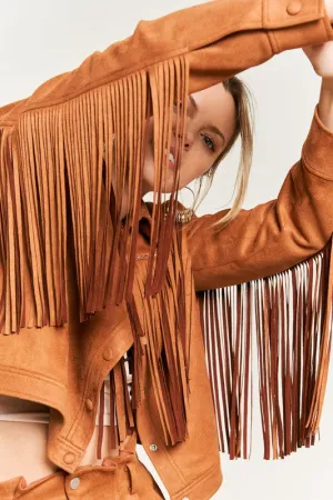 Suede Studded Fringe Jacket PLUS JJO5009P