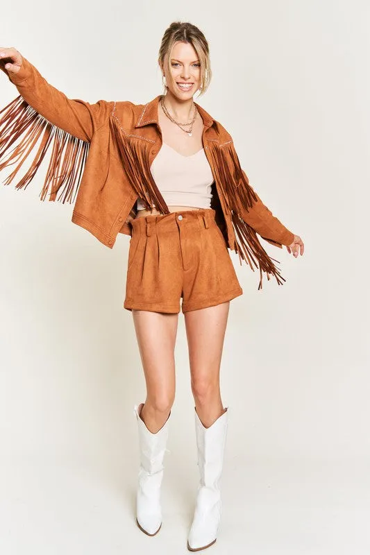 Suede Studded Fringe Jacket PLUS JJO5009P