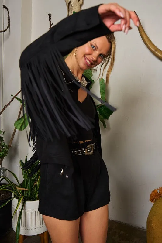Suede Studded Fringe Jacket PLUS JJO5009P